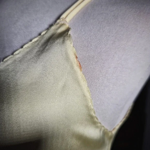 Vintage 1970s Cinema Etoile Yellow Satin PJ Set Embroidered Loungewear - Picture 4 of 8